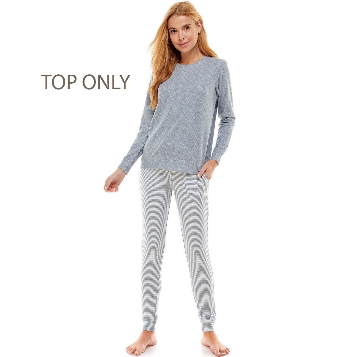 Roudelain Women's Whisperluxe Waffle Knit Long Sleeve Pajama Top, Tradewinds, L